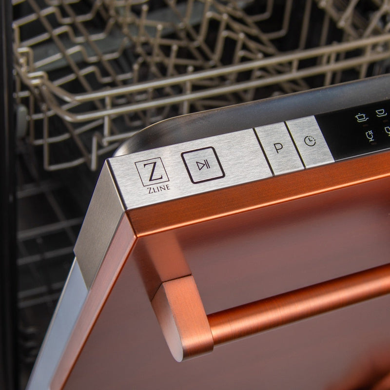 ZLINE 24" Top Control Dishwasher in Copper with Stainless Steel Tub and Traditional Style Handle DW-C-H-24 - Model Bath