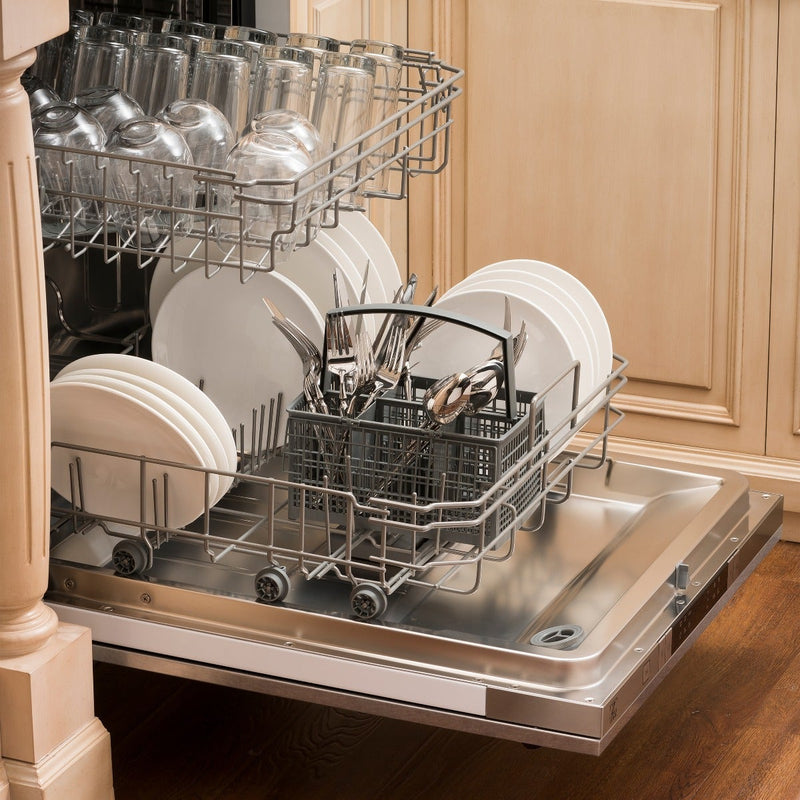 ZLINE 24" Top Control Dishwasher in DuraSnow® Stainless Steel with Stainless Steel Tub and Modern Style Handle DW-SS-24 - Model Bath