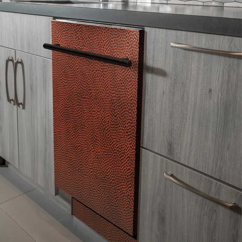ZLINE 24" Top Control Dishwasher in Hand-Hammered Copper with Stainless Steel Tub and Modern Style Handle DW-HH-24 - Model Bath