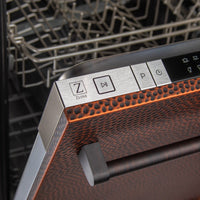 ZLINE 24" Top Control Dishwasher in Hand-Hammered Copper with Stainless Steel Tub and Traditional Style Handle DW-HH-H-24 - Model Bath