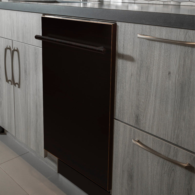 ZLINE 24" Top Control Dishwasher in Oil-Rubbed Bronze with Stainless Steel Tub and Modern Style Handle DW-ORB-24 - Model Bath