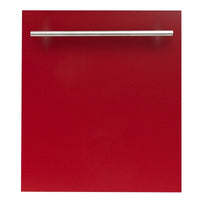 ZLINE 24" Top Control Dishwasher in Red Gloss with Stainless Steel Tub and Modern Style Handle DW-RG-H-24 - Model Bath