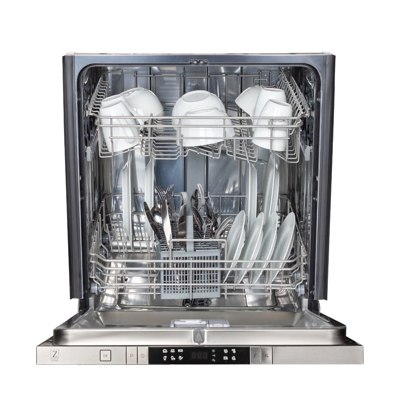 ZLINE 24" Top Control Dishwasher in Red Gloss with Stainless Steel Tub and Modern Style Handle DW-RG-H-24 - Model Bath