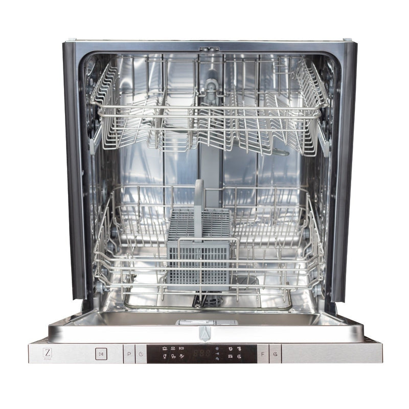 ZLINE 24" Top Control Dishwasher in Red Gloss with Stainless Steel Tub and Modern Style Handle DW-RG-H-24 - Model Bath