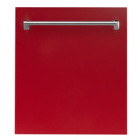 ZLINE 24" Top Control Dishwasher in Red Gloss with Stainless Steel Tub and Traditional Style Handle DW-RG-24 - Model Bath