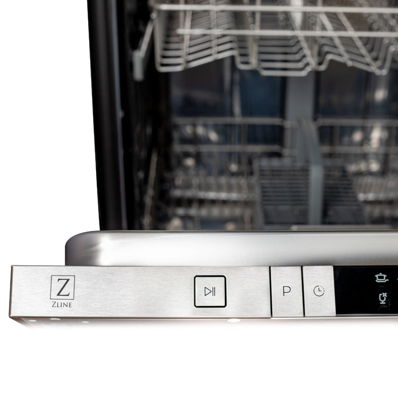 ZLINE 24" Top Control Dishwasher in Red Matte with Stainless Steel Tub and Modern Style Handle DW-RM-H-24 - Model Bath