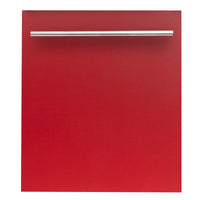ZLINE 24" Top Control Dishwasher in Red Matte with Stainless Steel Tub and Modern Style Handle DW-RM-H-24 - Model Bath