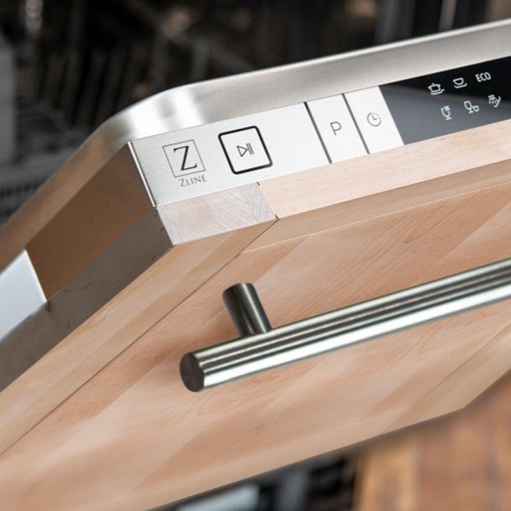 ZLINE 24" Top Control Dishwasher in Unfinished Wood with Stainless Steel Tub and Modern Style Handle DW-UF-24 - Model Bath