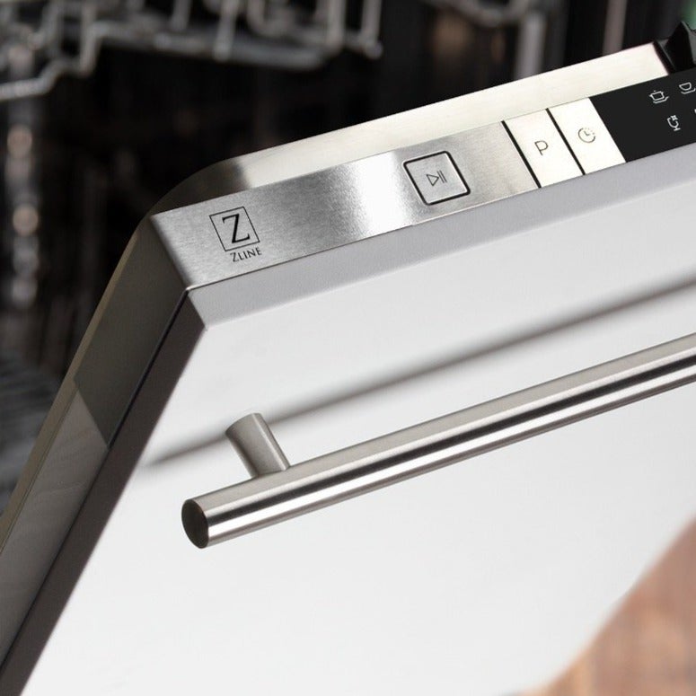ZLINE 24" Top Control Dishwasher in White Matte with Stainless Steel Tub and Modern Style Handle DW-WM-H-24 - Model Bath
