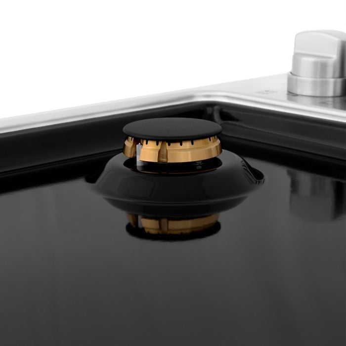 ZLINE 30" Dropin Cooktop with 4 Gas Brass Burners and Black Porcelain Top (RC-BR-30-PBT) - Model Bath