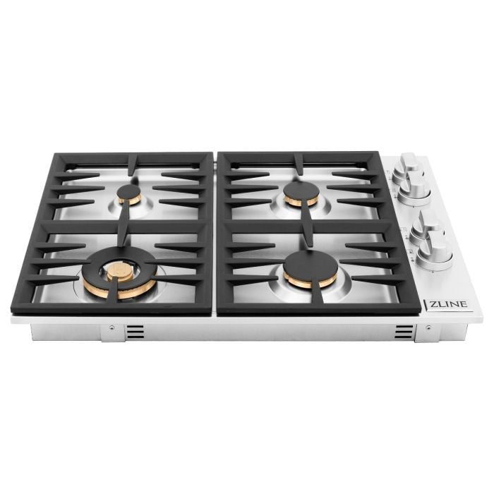 ZLINE 30" Dropin Cooktop with 4 Gas Brass Burners (RC-BR-30) - Model Bath