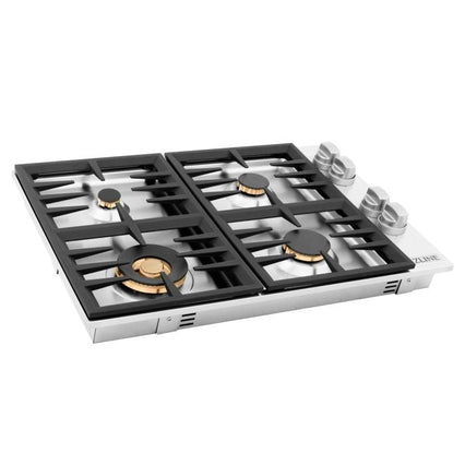ZLINE 30" Dropin Cooktop with 4 Gas Brass Burners (RC-BR-30) - Model Bath