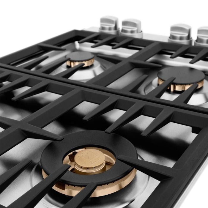 ZLINE 30" Dropin Cooktop with 4 Gas Brass Burners (RC-BR-30) - Model Bath