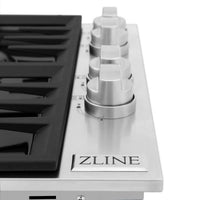 ZLINE 30" Dropin Cooktop with 4 Gas Burners and Black Porcelain Top (RC30-PBT) - Model Bath