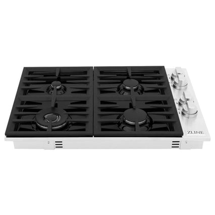 ZLINE 30" Dropin Cooktop with 4 Gas Burners and Black Porcelain Top (RC30-PBT) - Model Bath