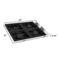 ZLINE 30" Dropin Cooktop with 4 Gas Burners and Black Porcelain Top (RC30-PBT) - Model Bath