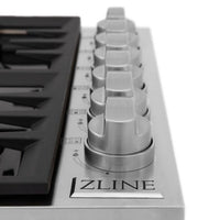 ZLINE 36" Dropin Cooktop with 6 Gas Brass Burners and Black Porcelain Top (RC-BR-36-PBT) - Model Bath