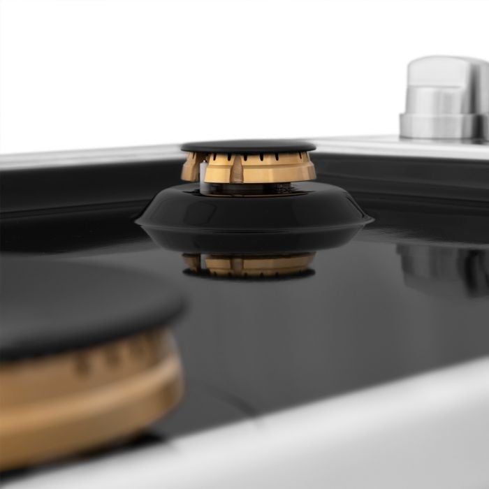 ZLINE 36" Dropin Cooktop with 6 Gas Brass Burners and Black Porcelain Top (RC-BR-36-PBT) - Model Bath