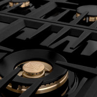 ZLINE 36" Dropin Cooktop with 6 Gas Brass Burners and Black Porcelain Top (RC-BR-36-PBT) - Model Bath