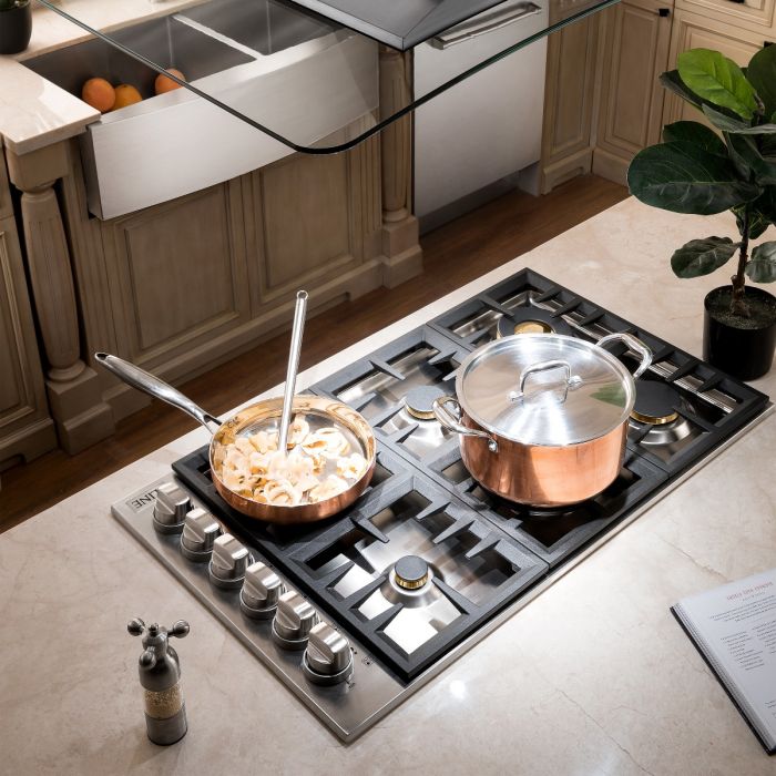 ZLINE 36" Dropin Cooktop with 6 Gas Brass Burners (RC-BR-36) - Model Bath