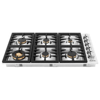 ZLINE 36" Dropin Cooktop with 6 Gas Brass Burners (RC-BR-36) - Model Bath