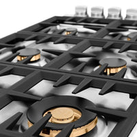 ZLINE 36" Dropin Cooktop with 6 Gas Brass Burners (RC-BR-36) - Model Bath