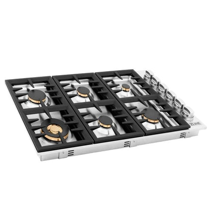 ZLINE 36" Dropin Cooktop with 6 Gas Brass Burners (RC-BR-36) - Model Bath