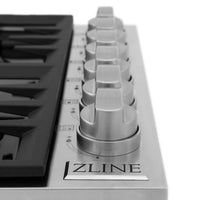 ZLINE 36" Dropin Cooktop with 6 Gas Burners and Black Porcelain Top (RC36-PBT) - Model Bath