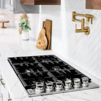 ZLINE 36" Dropin Cooktop with 6 Gas Burners and Black Porcelain Top (RC36-PBT) - Model Bath