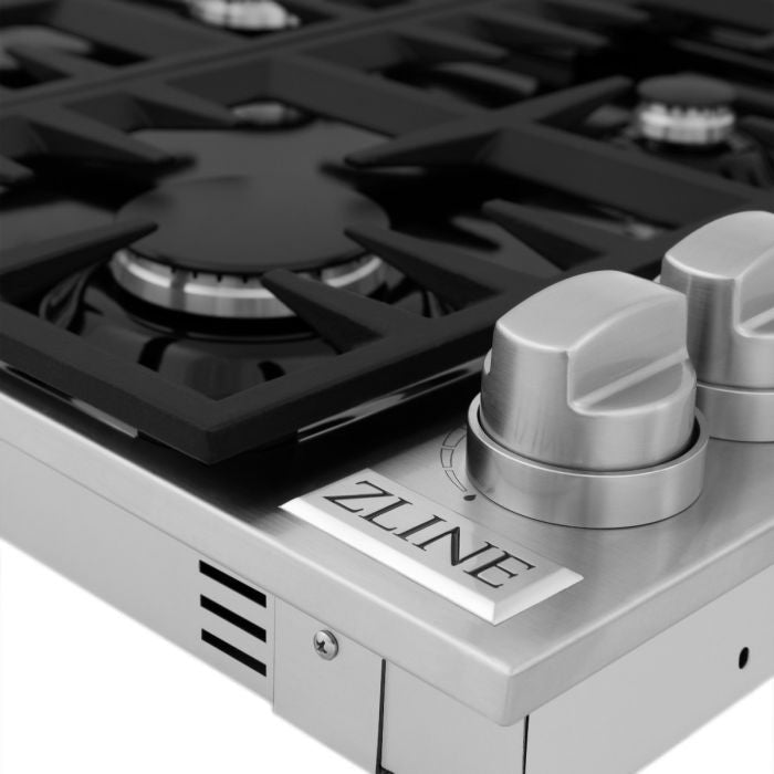 ZLINE 36" Dropin Cooktop with 6 Gas Burners and Black Porcelain Top (RC36-PBT) - Model Bath