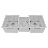 ZLINE Breckenridge 45" Undermount Triple Bowl Sink in DuraSnow® Stainless Steel with Accessories (SLT-45S) - Model Bath