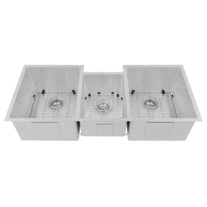 ZLINE Breckenridge 45" Undermount Triple Bowl Sink in DuraSnow® Stainless Steel with Accessories (SLT-45S) - Model Bath