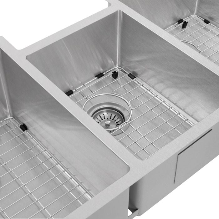 ZLINE Breckenridge 45" Undermount Triple Bowl Sink in DuraSnow® Stainless Steel with Accessories (SLT-45S) - Model Bath