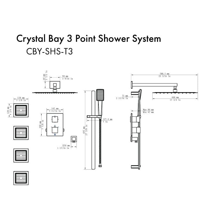 ZLINE Crystal Bay Thermostatic Shower System - Model Bath