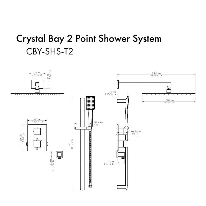 ZLINE Crystal Bay Thermostatic Shower System - Model Bath