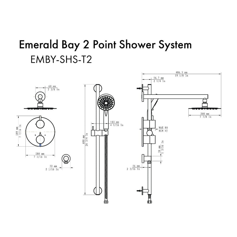 ZLINE Emerald Bay Thermostatic Shower System - Model Bath