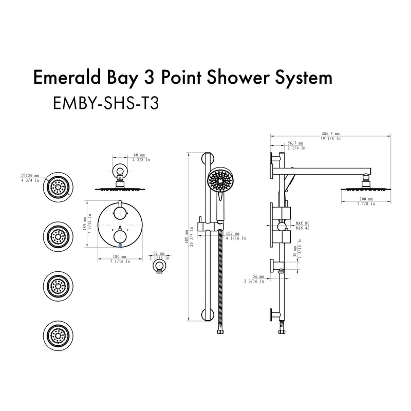 ZLINE Emerald Bay Thermostatic Shower System - Model Bath