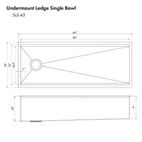 ZLINE Garmisch 43" Undermount Single Bowl Sink in Stainless Steel with Accessories (SLS-43) - Model Bath