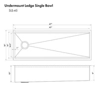 ZLINE Garmisch 45" Undermount Single Bowl Sink in DuraSnow® Stainless Steel with Accessories (SLS-45S) - Model Bath