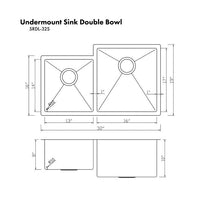 ZLINE Jackson 32" Undermount Double Bowl in Durasnow Stainless Steel (SRDL-32S) - Model Bath