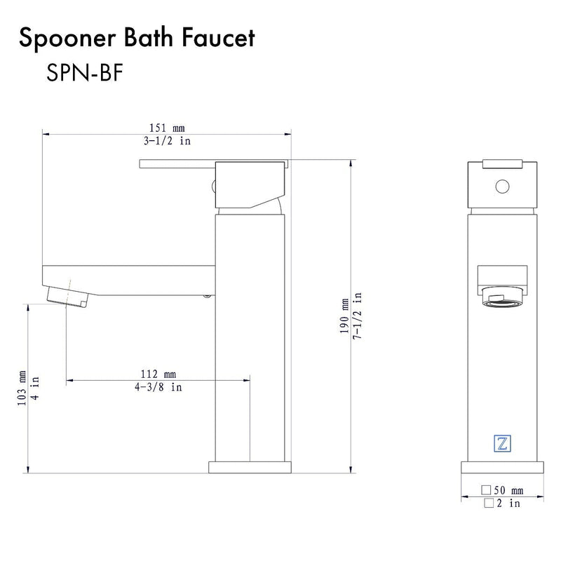ZLINE Spooner Bath Faucet in Matte Black (SPN-BF-MB) - Model Bath
