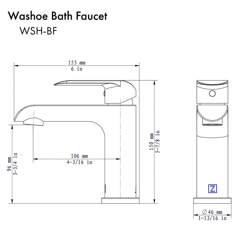 ZLINE Washoe Bath Faucet in Chrome (WSH-BF-CH) - Model Bath